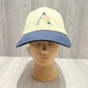 Aime Leon Dore Floral "A" Logo Hat Cream Navy Blue Leather Strapback Cap Mens